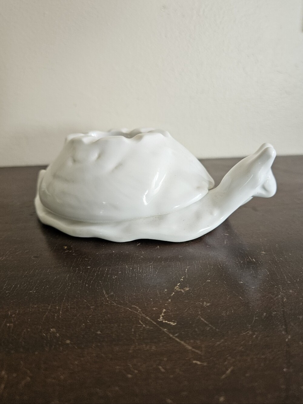 Vintage Italian Ceramic Snail Planter White Glazed Handmade Italy Mid-Century